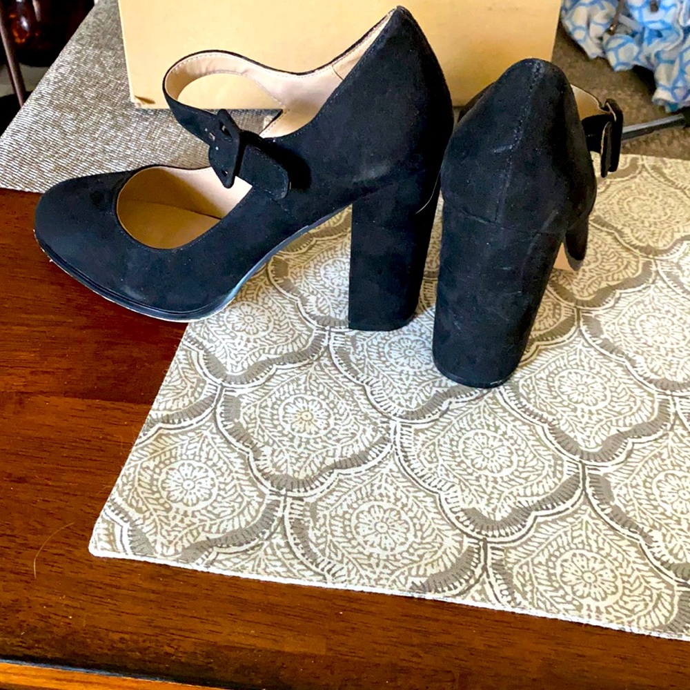 High heeled black Mary Janes